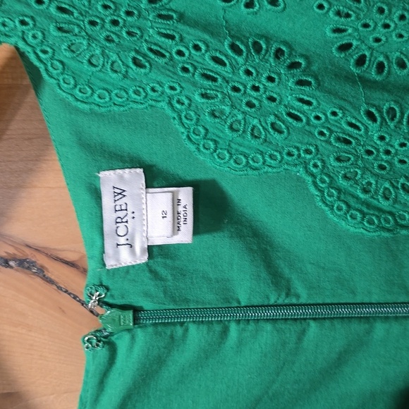 J. CREW Kelly Green Eyelet Dress Sz 12 - Picture 11 of 12